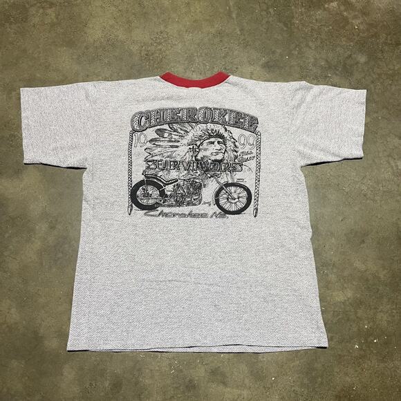 Vintage 90s Cherokee Survivors Grey/Red Motorcycle T-Shirt - Picture 3 of 4